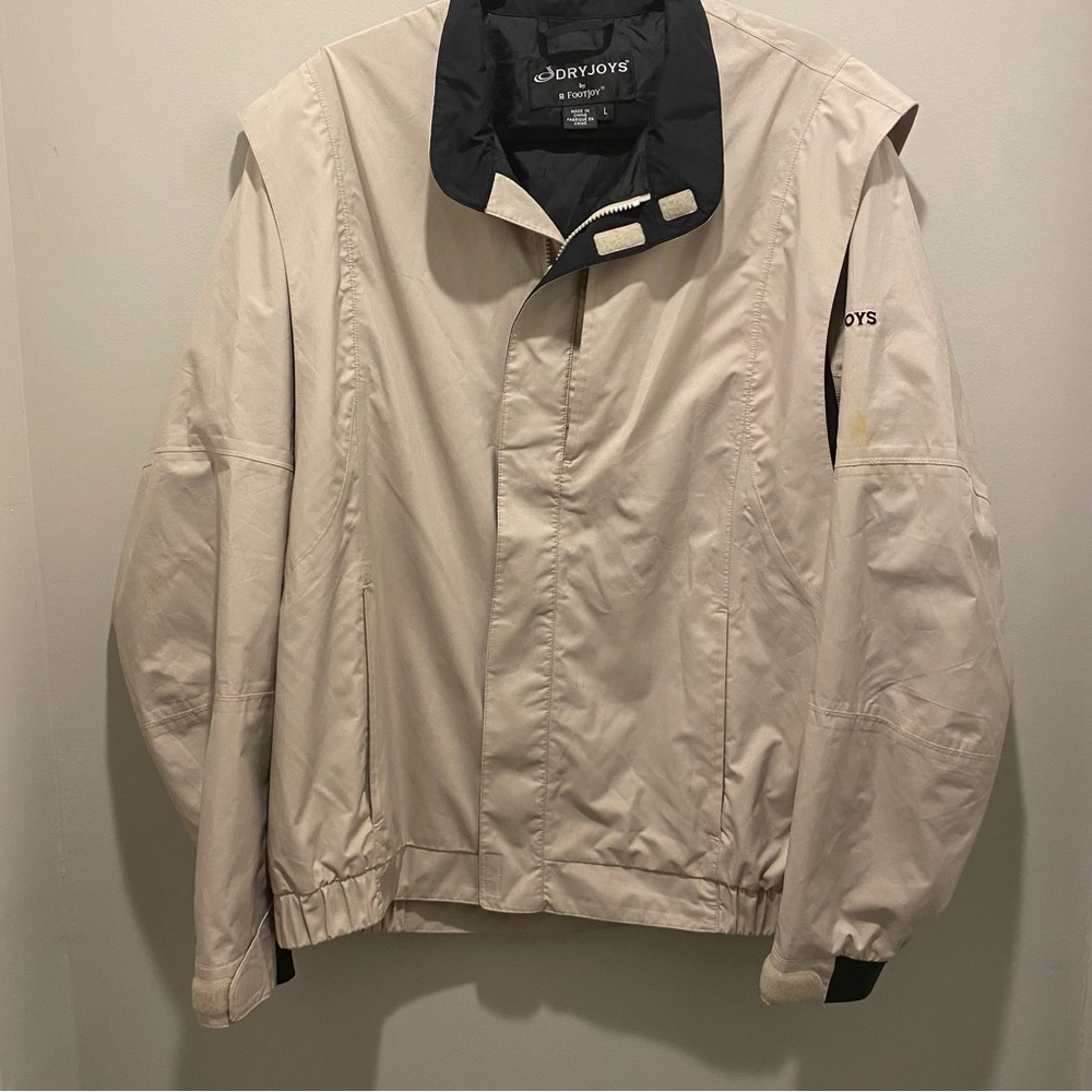 DryJoys by FootJoy Lightweight Outerwear Jacket Beige Men’s Size L EUC